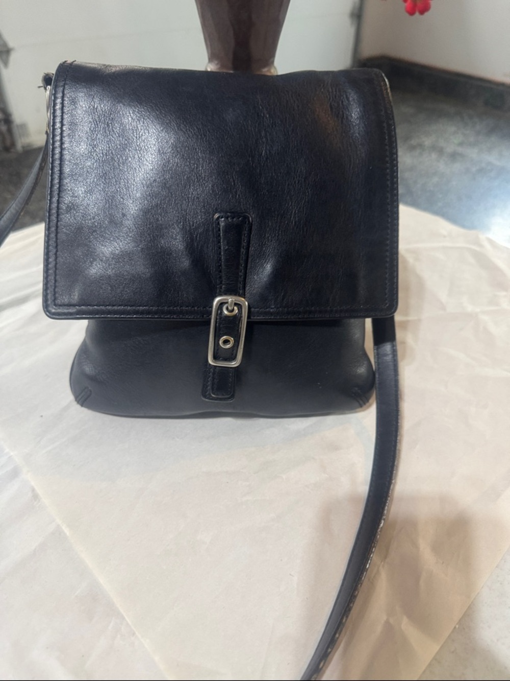Coach Vintage Legacy Slim Flap Crossbody 9592 in black leather